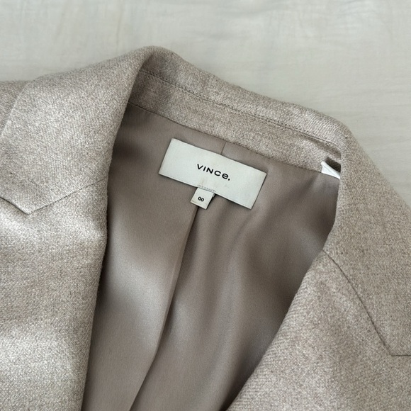 Vince Single Breasted Wool Blazer Heather Oatmeal size - 00 - Picture 2 of 9